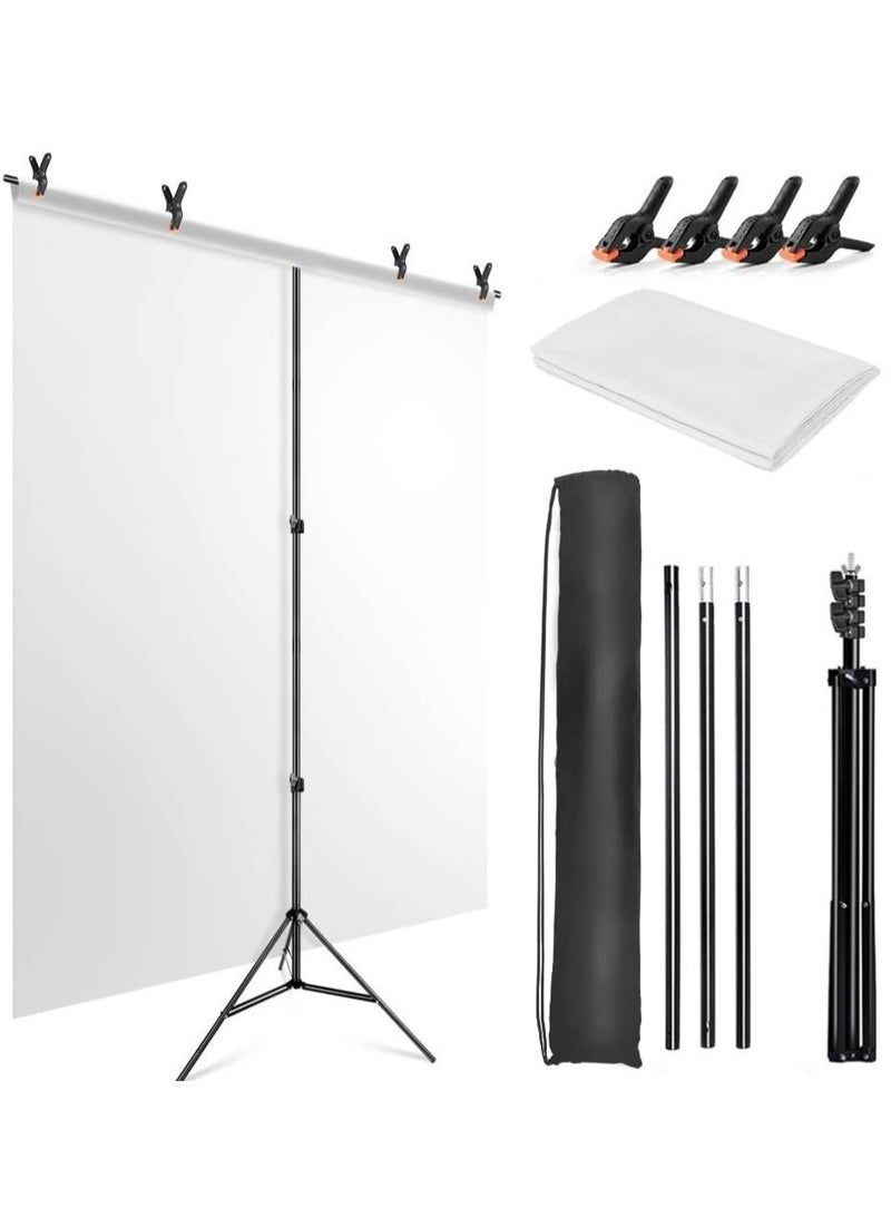 Arabest Background for Photography Backdrop Kit with Stand 200 x 200 cm Portable White Screen Backdrop with Stand kit Background with Stand Carrying Bag Clamp for Streaming Video Zoom Screen Photo Background for Photography Studio - Image 1